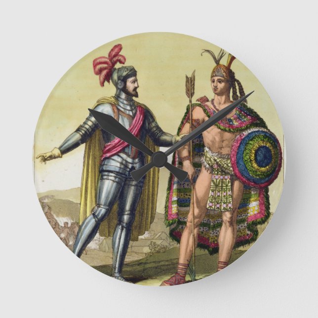 Relógio Redondo Encontro entre Hernando Cortes (1485-1547) (Frente)
