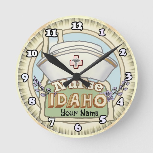 Relógio Redondo Enfermeira de Idaho (Frente)