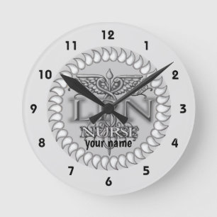 Relógio Redondo Enfermeira LPN Caduceus sofisticado
