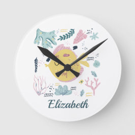 Relógio Redondo Enfermeiro do Oceano Índico Amarelo Personalizado
