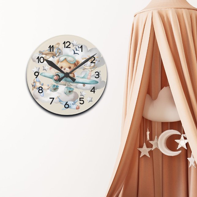 Relógio Redondo Enfermeiro do Urso de Teddy Piloto Personalizado (Criador carregado)