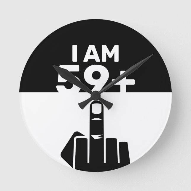 Relógio Redondo Engraçado 60º presente de aniversário, 59 mais um (Frente)