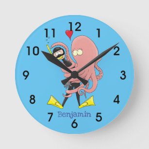 Relógio Redondo Engraçado de polvo encantador humor de desenho ani