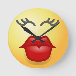 Relógio Redondo Engraçado Feliz Beijo Amor