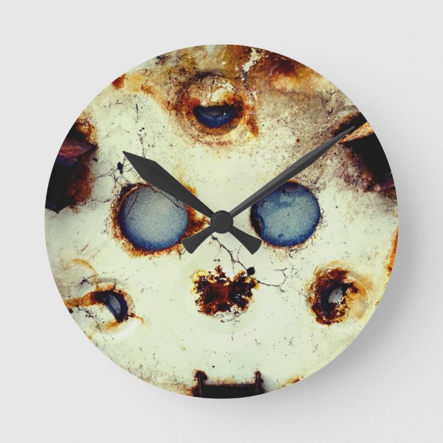Relógio Redondo Engraçado Parece Rusty Objeto Abandonado (Frente)