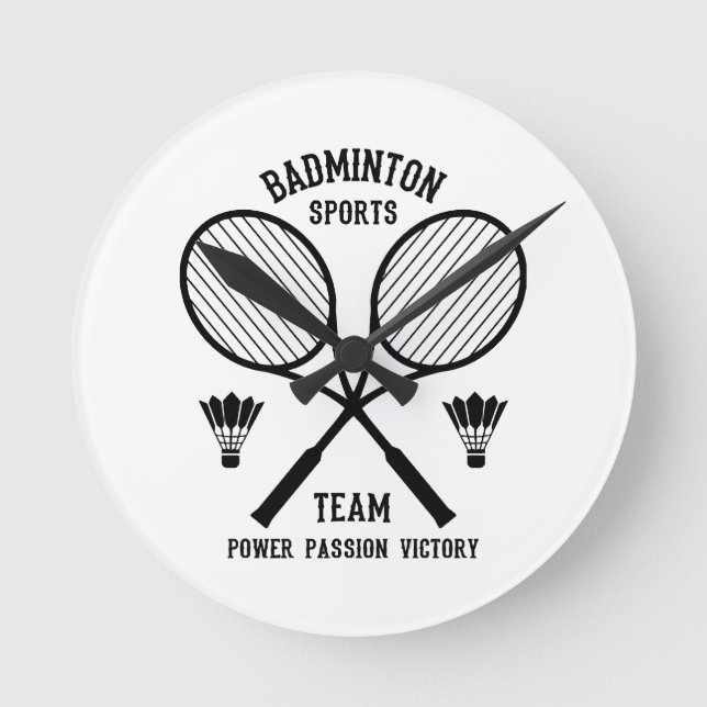 Relógio Redondo Equipe de Esportes de Badminton (Frente)