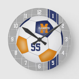 Relógio Redondo equipe de laranja azul colores de varsity stripes 