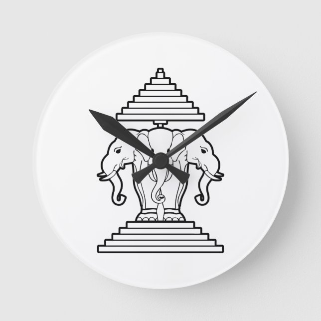 Relógio Redondo Erawan três dirigiu o Lao do elefante/bandeira de (Frente)