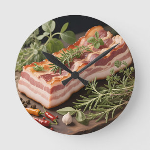 Relógio Redondo Ervas do Tablete de Bacon Crocante