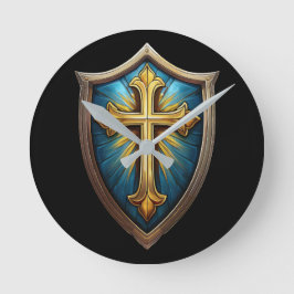 Relógio Redondo Escudo de Fé Cristão Crente