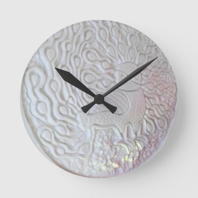 Relógio Redondo Escultura de neve de Peacock, Hotel de Glace, Queb (Frente)