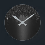 Relógio Redondo Escuridão Negra Moderna Coloca Escura Elegante<br><div class="desc">A Brilhante Negra Moderna Coloca Relógios Escuros Elegantes.</div>