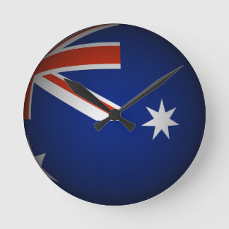 Relógio Redondo Esfera australiana da bandeira nacional, olhar 3D