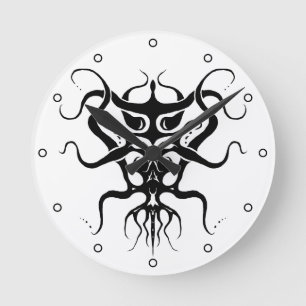 Relógio Redondo Espécie alienígena Tatuagem tribal Design a preto