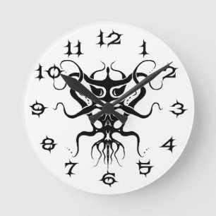 Relógio Redondo Espécie alienígena Tatuagem Tribal Design - preto