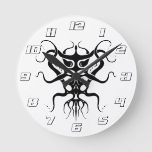 Relógio Redondo Espécie alienígena Tatuagem Tribal Design - preto