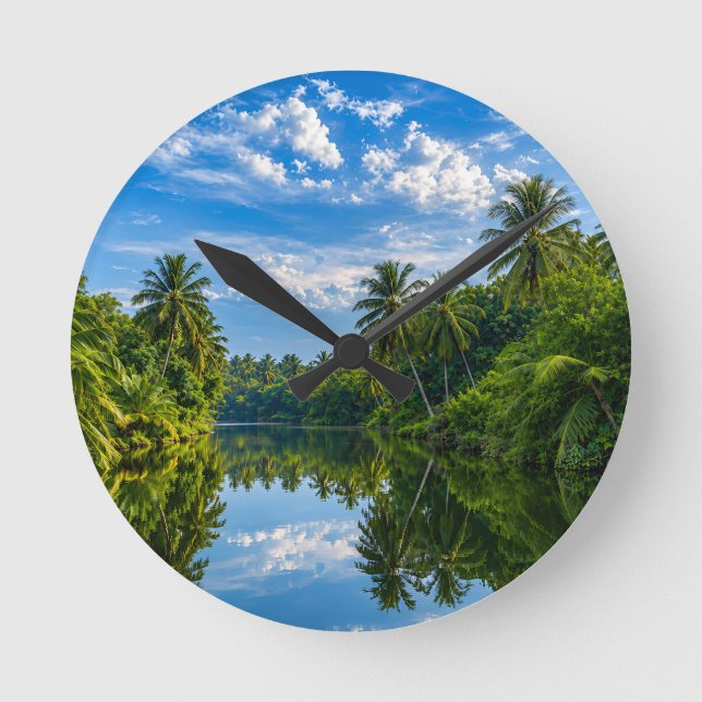 Relógio Redondo Espelho Tropical do Rio Reflexos Accent  (Frente)