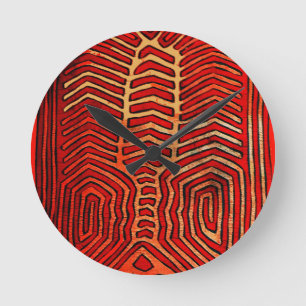 Relógio Redondo Esqueleto de Lagosta Tribal Cuna Indiana