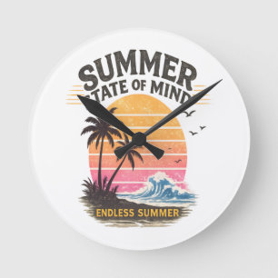 Relógio Redondo Estado de Espírito de Verão Vintage