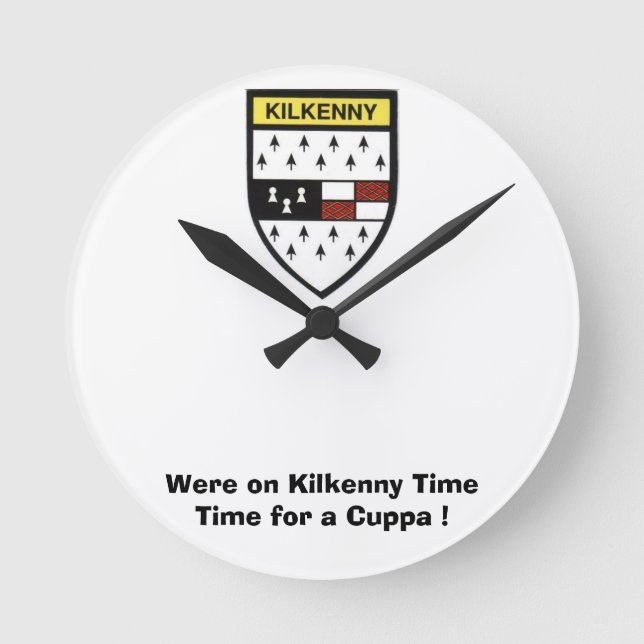 Relógio Redondo Estamos no Kilkenny Time para um Cuppa. (Frente)