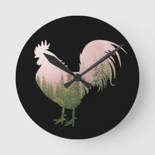 RELÓGIO REDONDO ESTILO DA FLORESTA DE FRANGO NATURAL ROOSTER