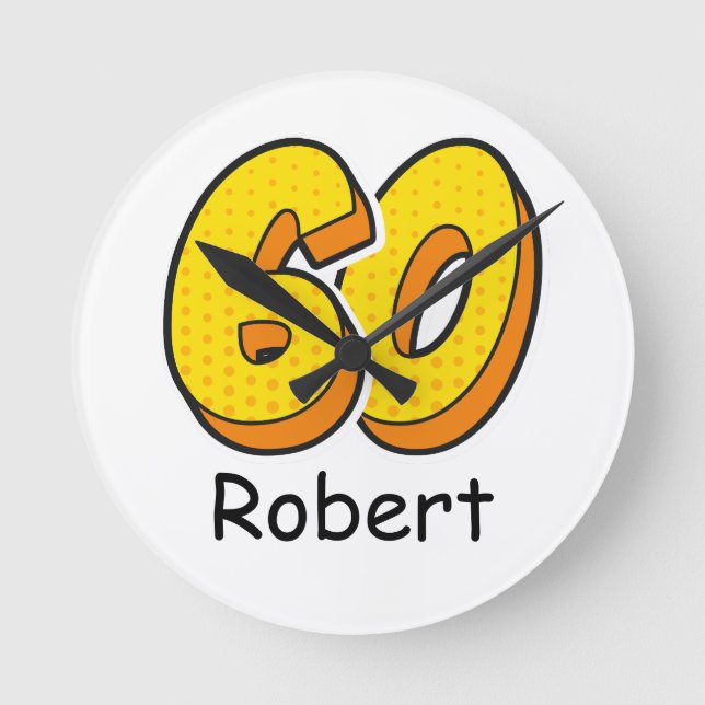 Relógio Redondo Estilo de banda desenhada 60º Aniversário Golfer G (Frente)