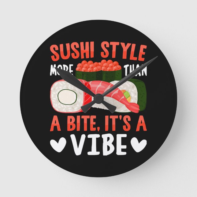 Relógio Redondo Estilo de Sushi Mais do que uma Mordida (Frente)