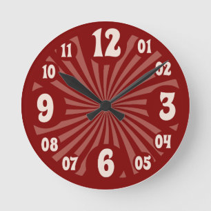 Relógio Redondo Estilo espiral vermelho