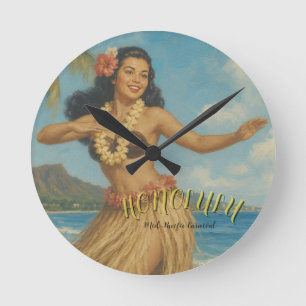 Relógio Redondo Estilo Vintage Viagem Havaí