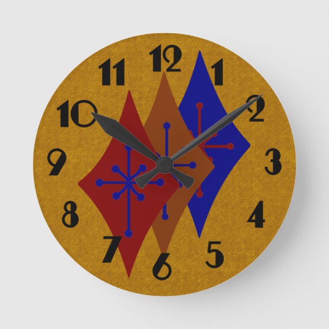 Relógio Redondo Estouro de Diamante Moderno do Século Médio Retroa (Frente)