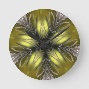 Relógio Redondo Estrela de prata Dourado elegante do Natal do