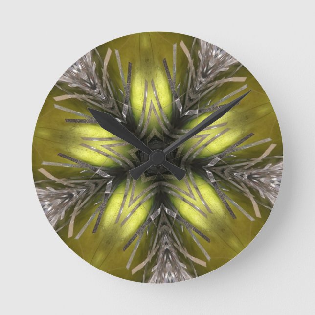 Relógio Redondo Estrela de prata Dourado elegante do Natal do (Frente)