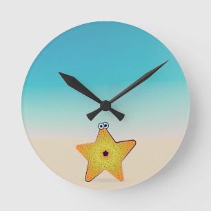 Relógio Redondo Estrela-do-mar de desenho animado