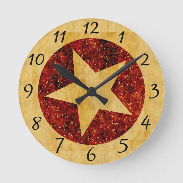 Relógio Redondo Estrela Dourada (Frente)