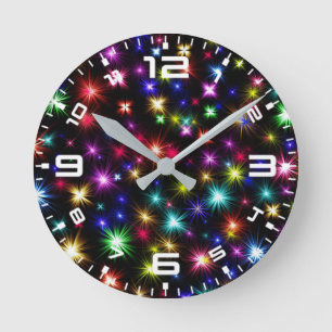 Relógio Redondo Estrelas coloridas de Natal- 27317