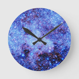 Relógio Redondo Estrelas de Faísca Azul