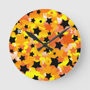 Relógio Redondo Estrelas do Dia das Bruxas