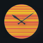 Relógio Redondo Estrias Amarelas Vermelhas Laranja<br><div class="desc">Relógio Laranja Vermelho Amarelo Strips redondos</div>