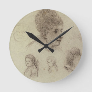 Relógio Redondo Estudo das cabeças, 1884 de Paul Gauguin   (giz