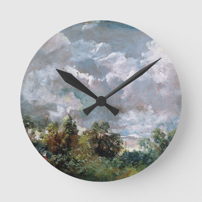 Relógio Redondo Estudo do céu e árvores (óleo na canvas) (Frente)