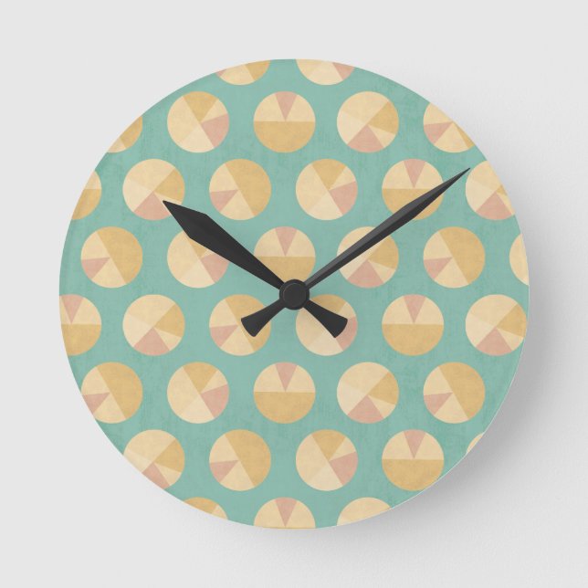 Relógio Redondo Etapa teste padrão alaranjado & verde de | de Geo (Frente)