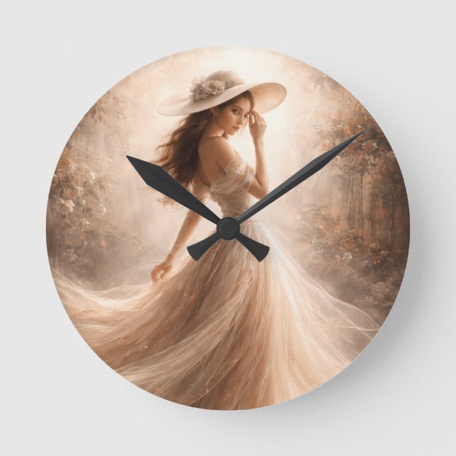Relógio Redondo Ethereal Slavic Water Nymph | Wall Clock | Boho (Frente)