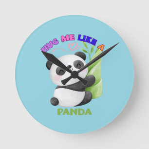 Relógio Redondo 🕒 Etiquetas de Hora do Panda – Tique Taque com Cu