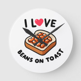 Relógio Redondo Eu adoro feijões na torrada
