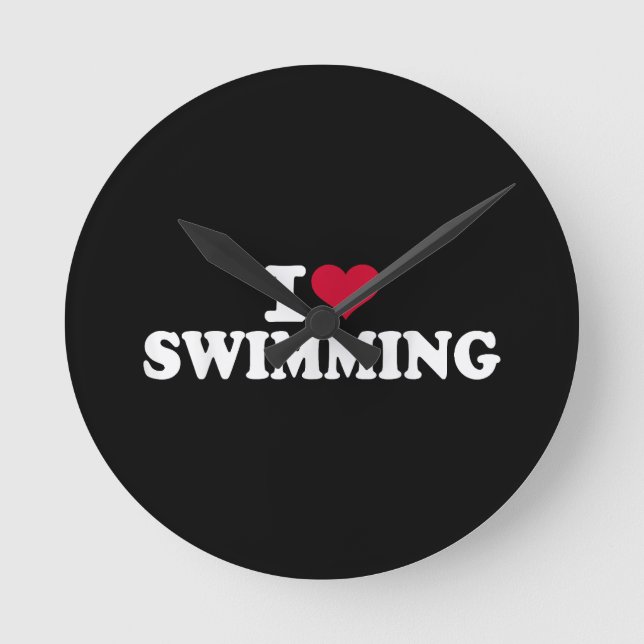 Relógio Redondo Eu adoro nadar (Frente)