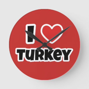 Relógio Redondo Eu amo a Turquia
