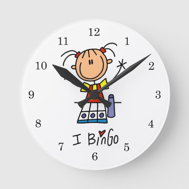 Relógio Redondo Eu Amo Bingo (Frente)