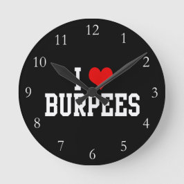 Relógio Redondo Eu amo Burpees, malhação