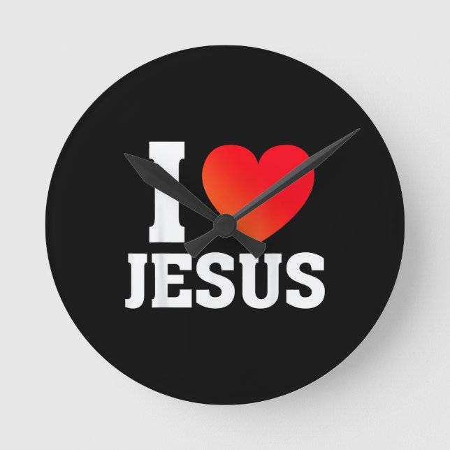 Relógio Redondo Eu Amo Jesus (Frente)