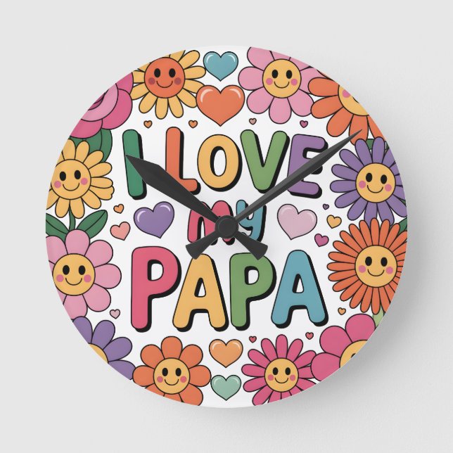 Relógio Redondo Eu amo meu papai (Frente)